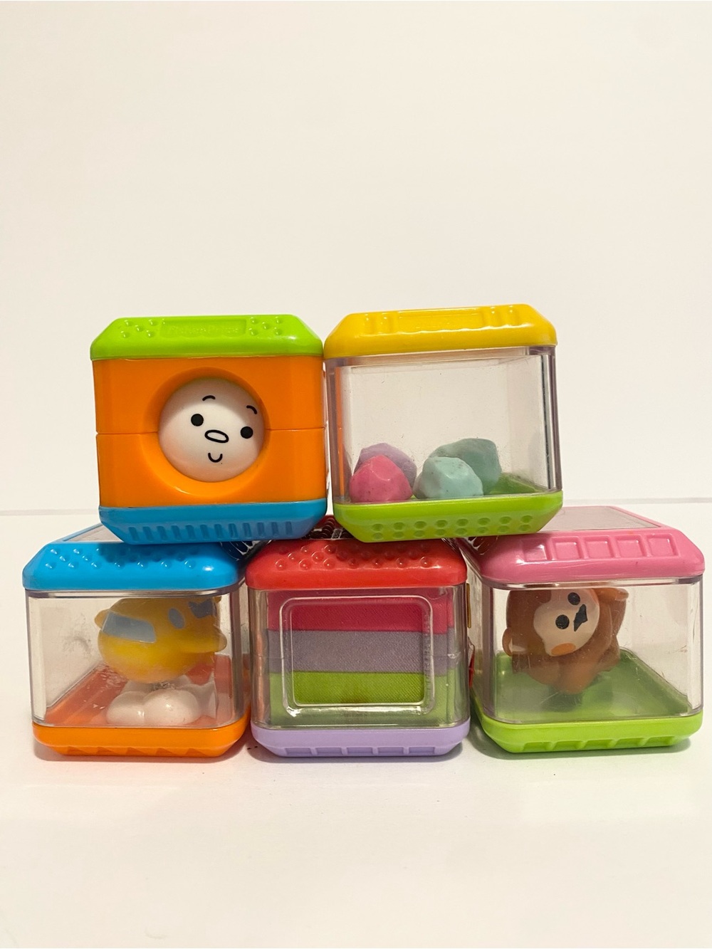 Vintage Fisher Price Peek a Boo Blocks Sensory Toys Block Lot Of 5 Baby Toys